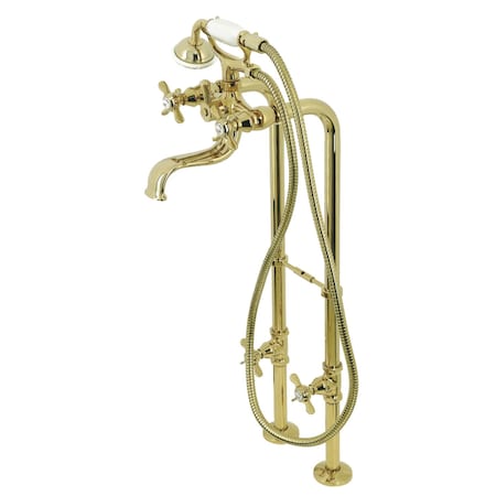 Kingston Brass CCK246K2 Freestanding Clawfoot Tub Faucet Package with Supply Line, Polished Brass CCK246K2
